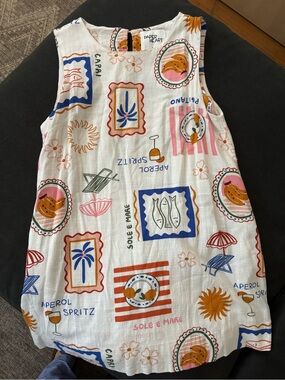 Paper Heart Sleeveless Summer Print shirt - White with Multicolor Motifs